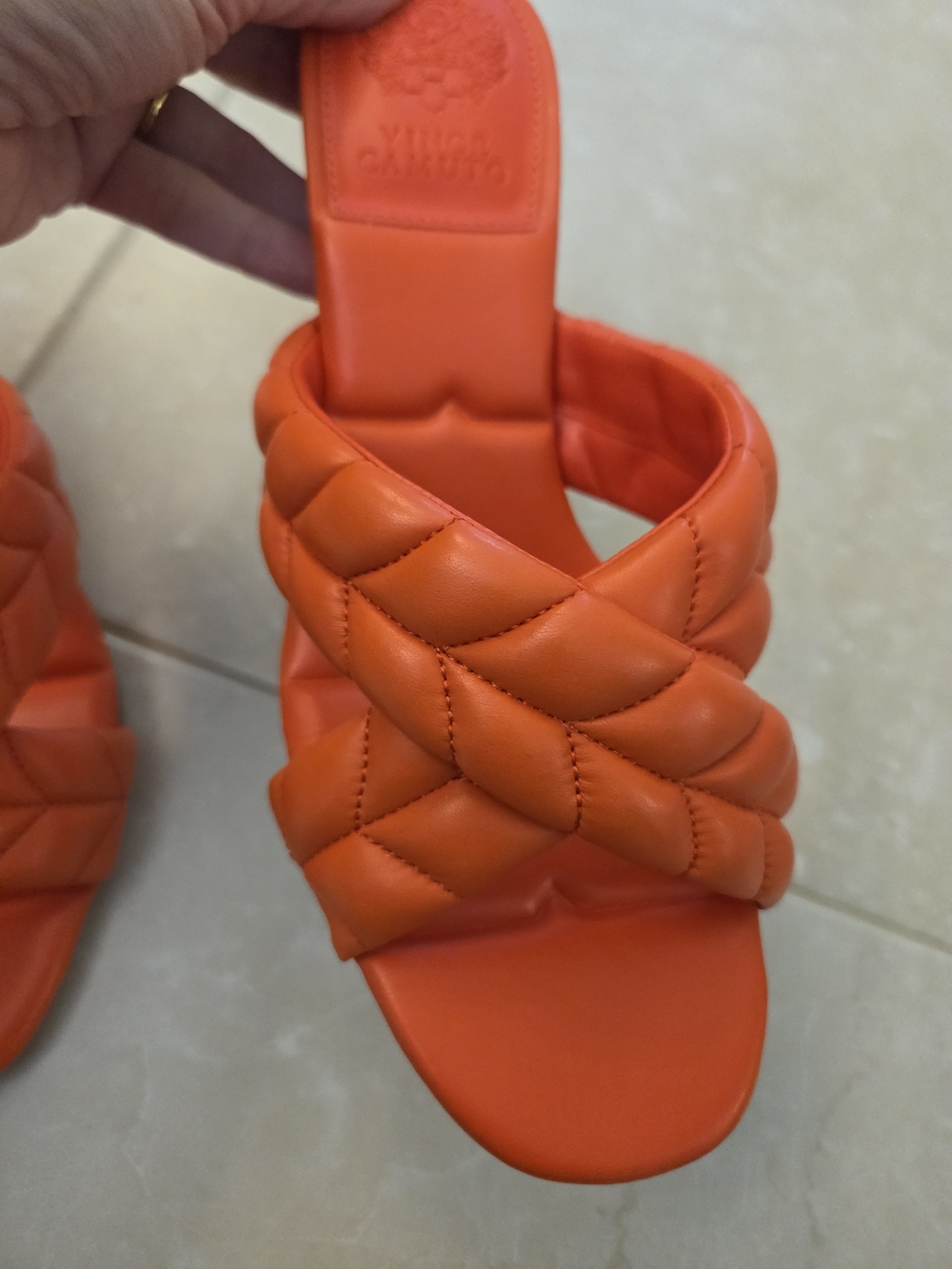 Vince Camuto Garrien Orange Quilted Slide Heel - Picture 2 of 6
